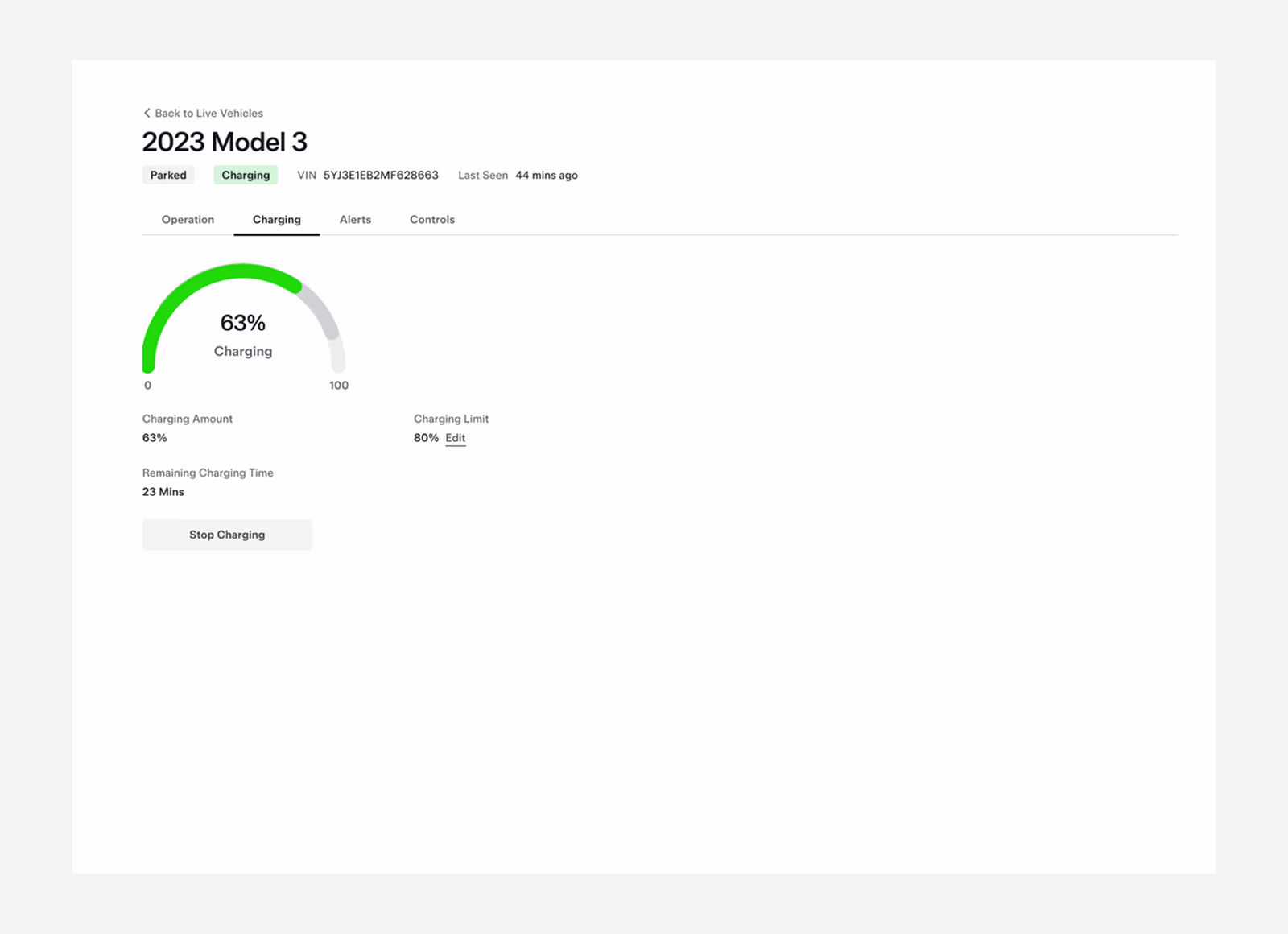 Uzaktan şarj ve kontrol ekranı